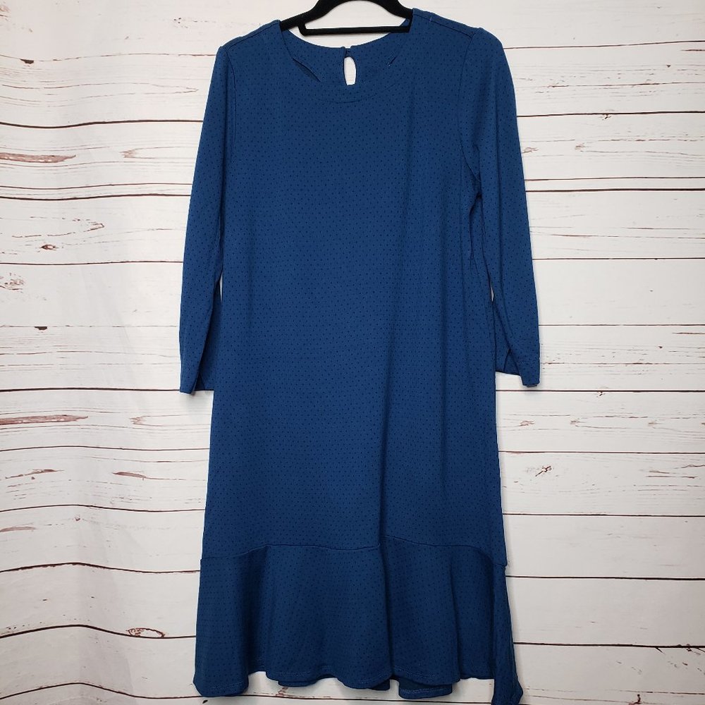 J. Jill Ponte Swiss Dot Flounce Hem Dress